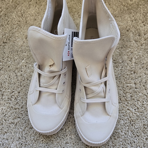 Superga high top shoes white canvas womens 9 mens 7.5 - Picture 10 of 11